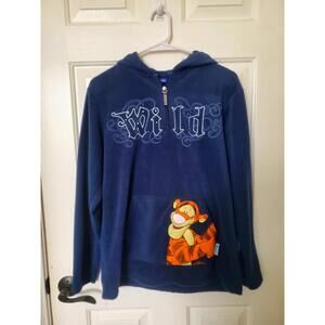 Vintage Disney Quarter Zip Hoodie Tigger 90’s Wild Fleece Size Small Y2k